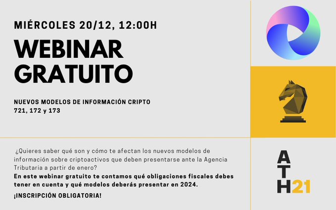 Webinar gratuito  Nuevos modelos de informaci&oacute;n cripto: 721, 172 y 173